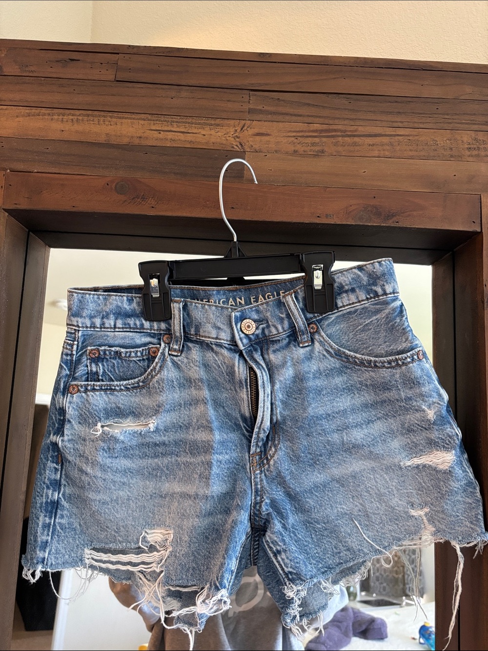 American Eagle Outfitters Light Blue Distressed Denim Cutoff Shorts